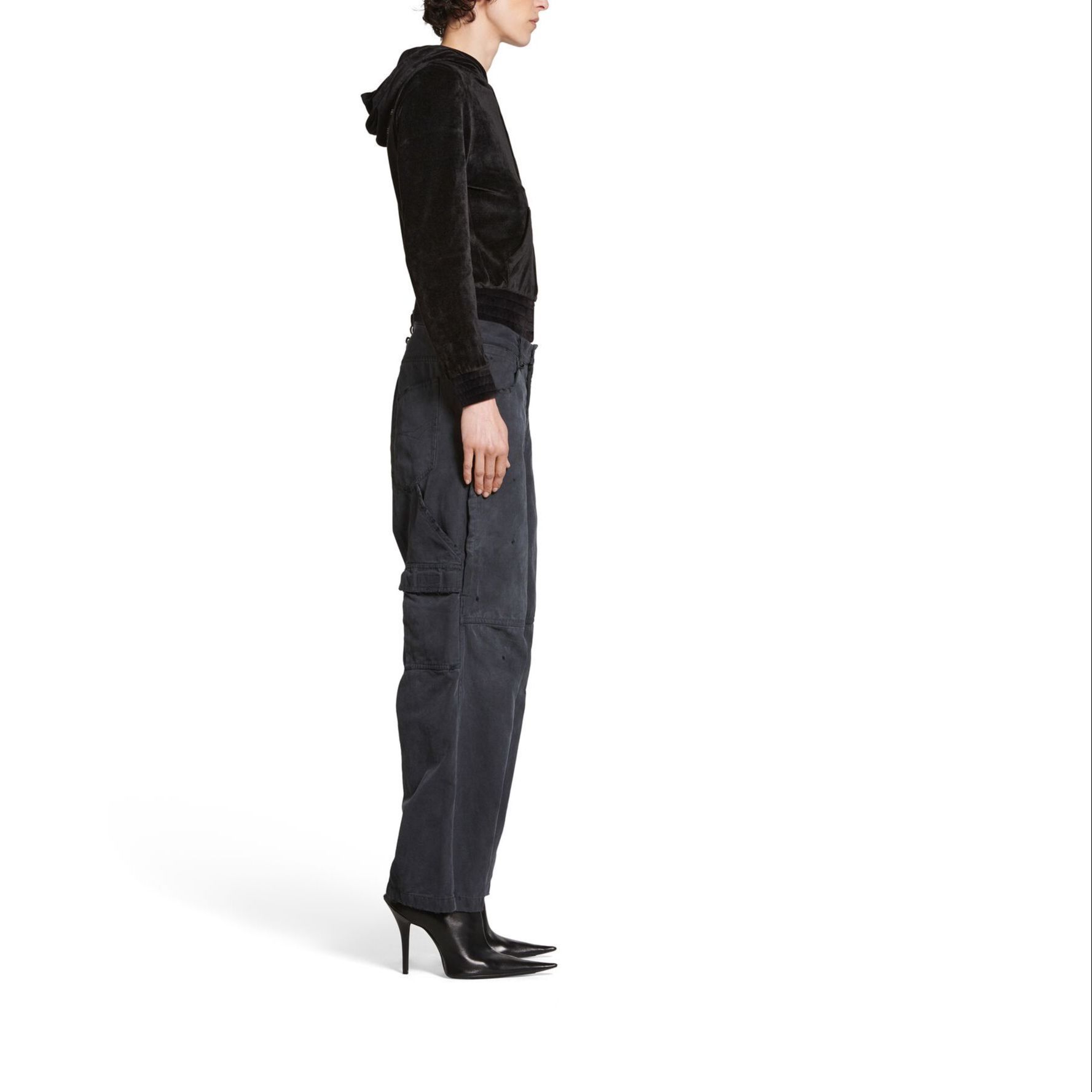 (Women) Balenciaga  Black Loose-Fit Mid-Rise Straight-Leg Cropped Jeans 746491TLP061000 圖 8