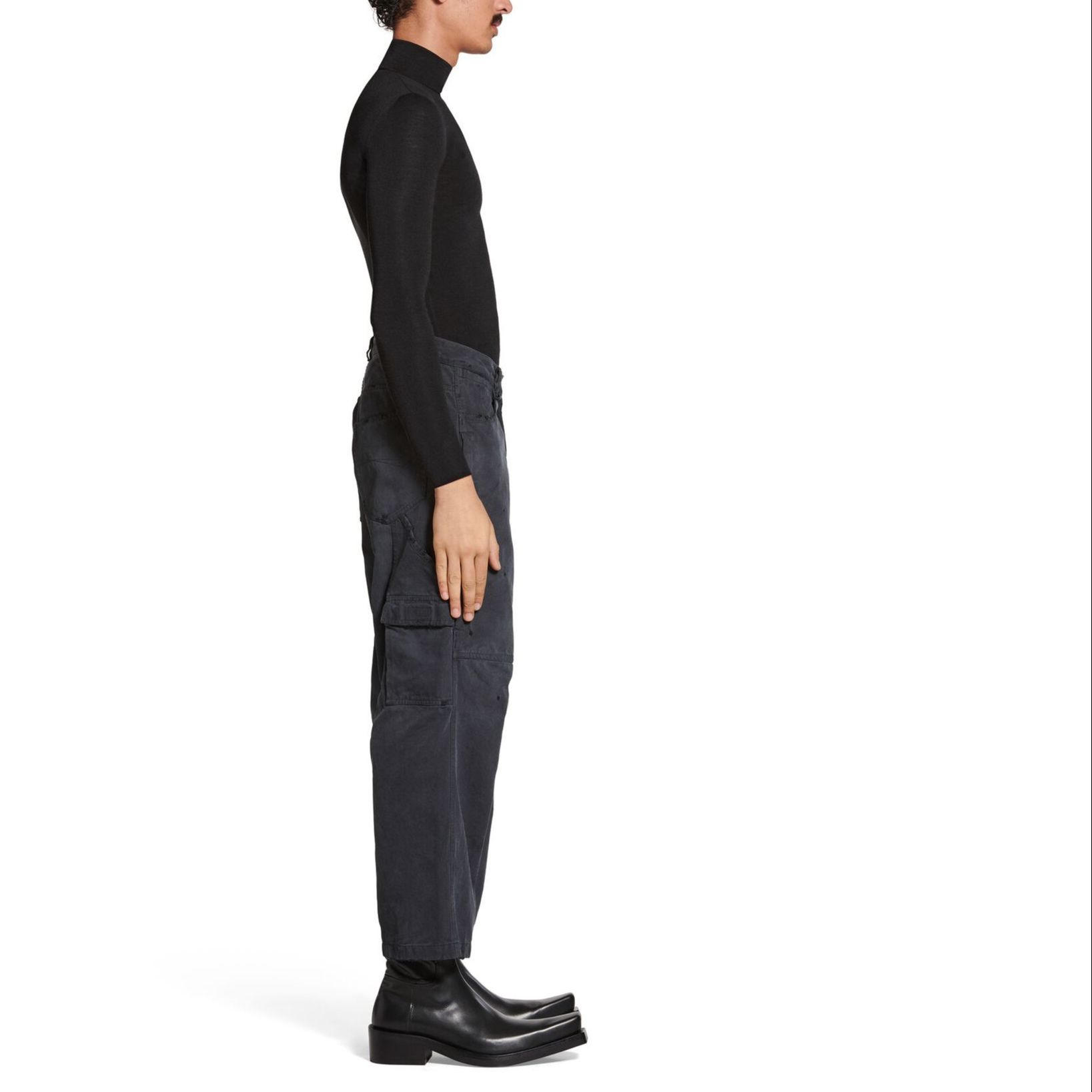 (Women) Balenciaga  Black Loose-Fit Mid-Rise Straight-Leg Cropped Jeans 746491TLP061000 圖 9