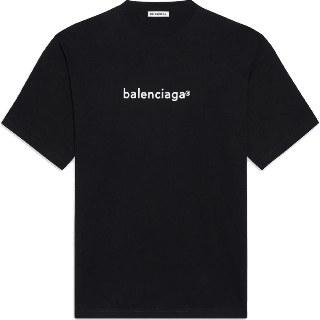 (Women) Balenciaga  Black Loose Fit Letter Print Crew Neck T-Shirt 620941TIV541070 圖 2