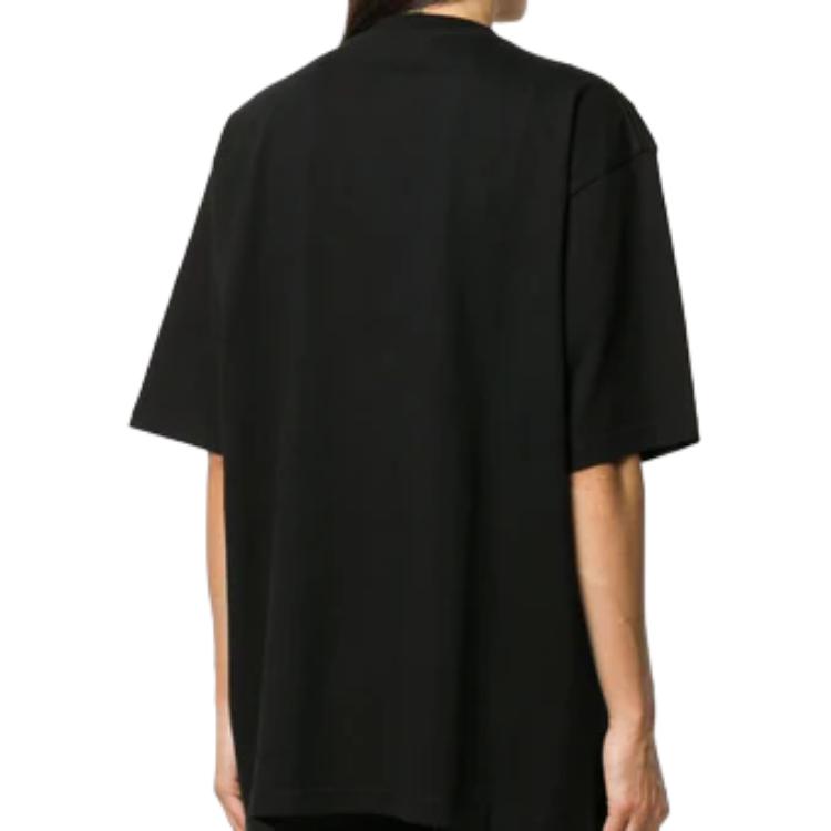 (Women) Balenciaga  Black Loose Fit Letter Print Crew Neck T-Shirt 620941TIV541070 圖 3