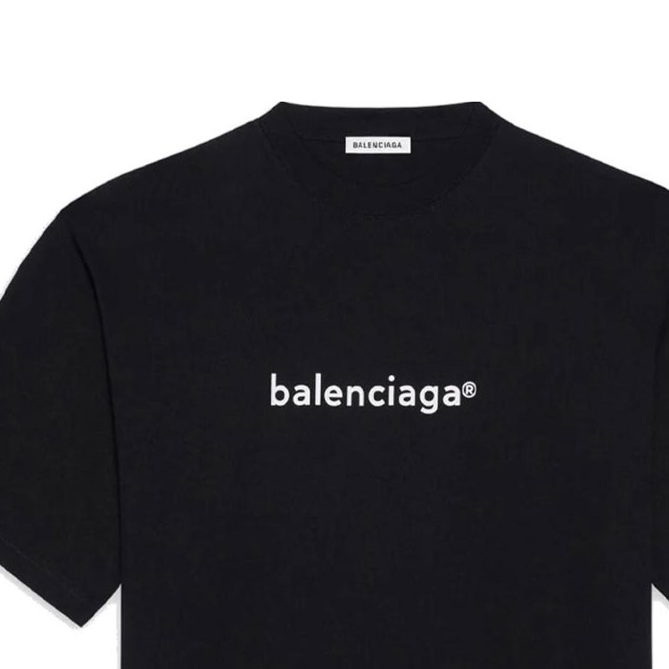 (Women) Balenciaga  Black Loose Fit Letter Print Crew Neck T-Shirt 620941TIV541070 圖 5
