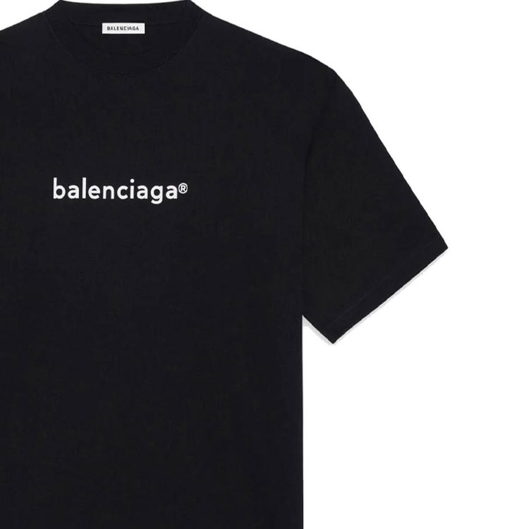 (Women) Balenciaga  Black Loose Fit Letter Print Crew Neck T-Shirt 620941TIV541070 圖 6
