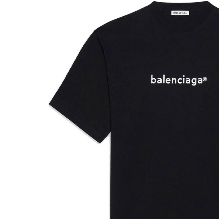(Women) Balenciaga  Black Loose Fit Letter Print Crew Neck T-Shirt 620941TIV541070 圖 7