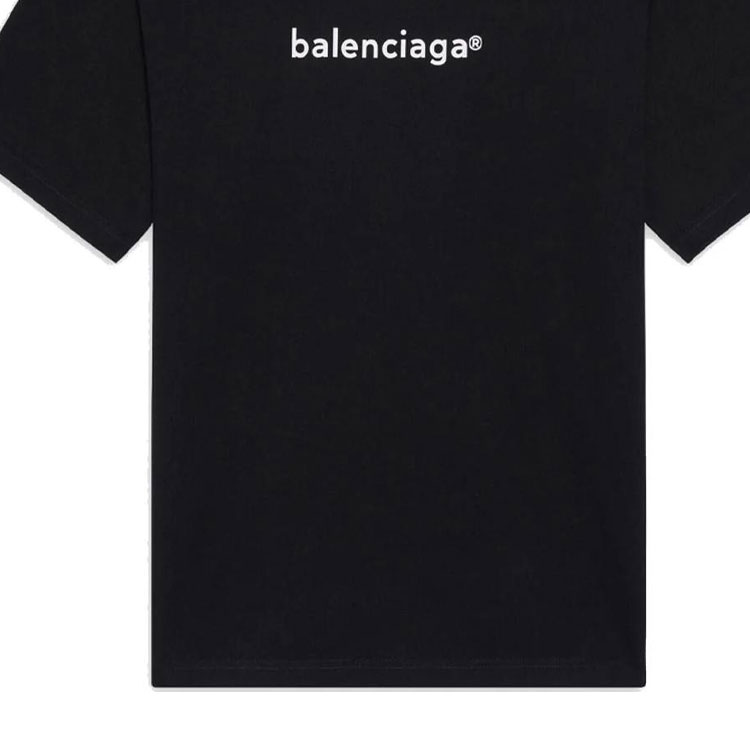 (Women) Balenciaga  Black Loose Fit Letter Print Crew Neck T-Shirt 620941TIV541070 圖 8