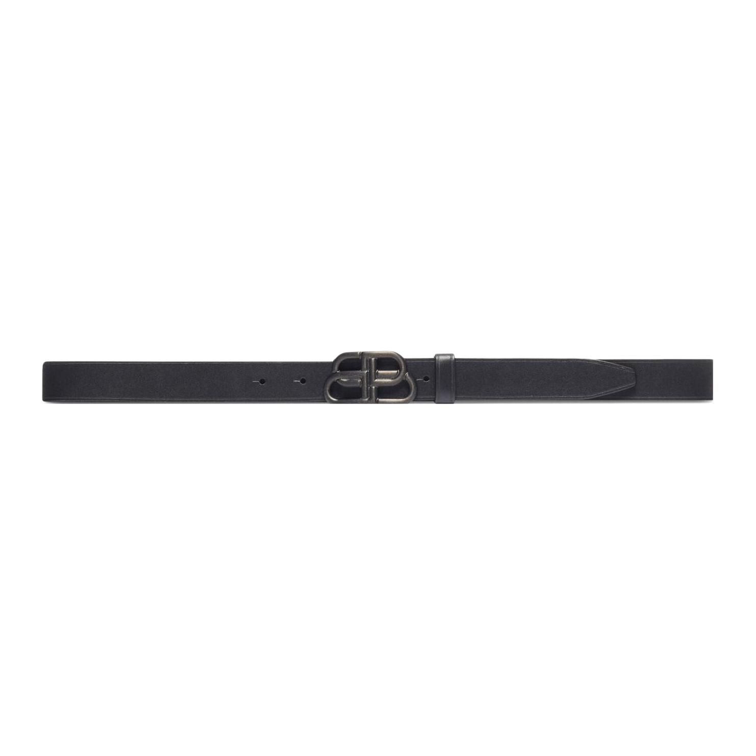 (Women) Balenciaga  Black Matte Smooth Buckle Leather Belt 2.8cm Wide. 5816901CH0J1000