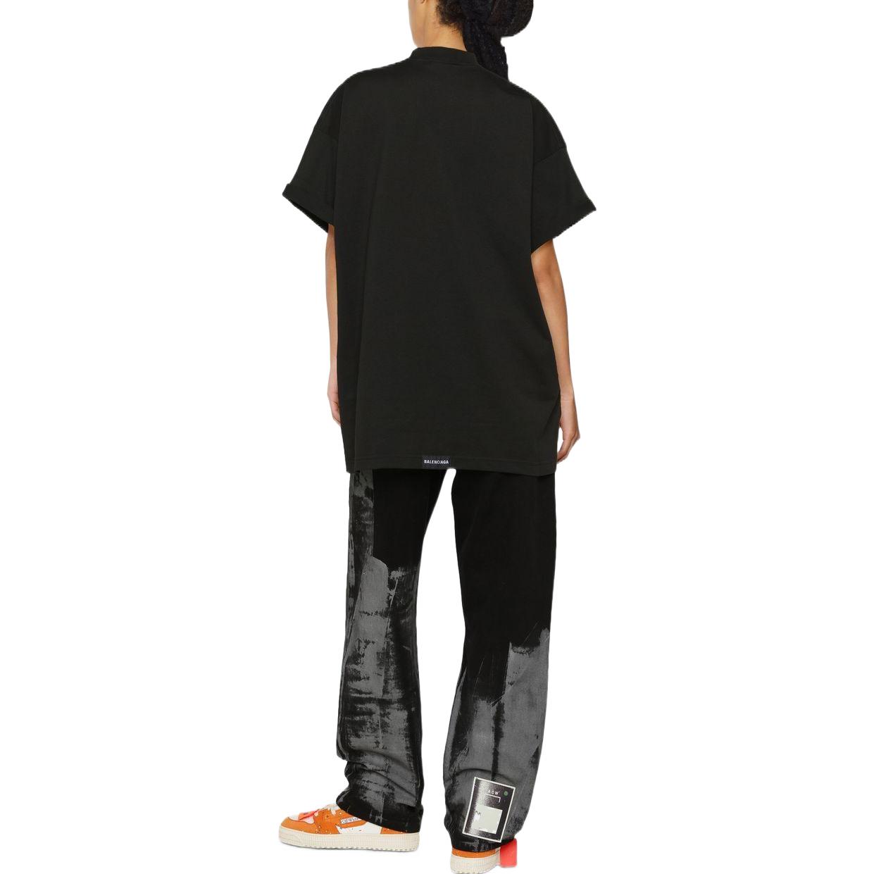 (Women) Balenciaga  Black Oversized Crew Neck T-Shirt SS22 Collection. 694576TMVB91000 圖 3