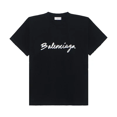 (Women) Balenciaga Black Oversized Logo Print T-Shirt FW22 612965TMVB41070