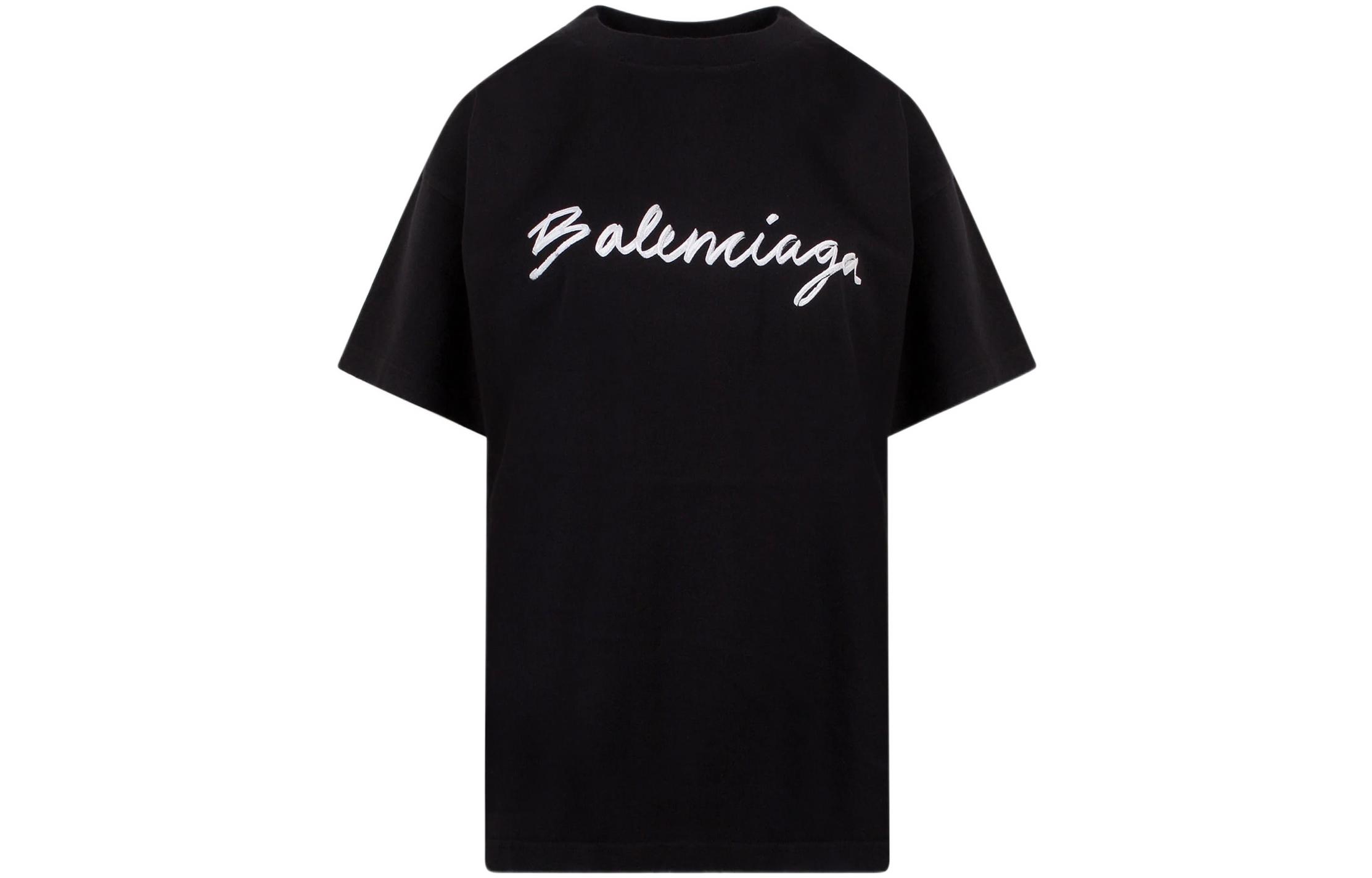 (Women) Balenciaga  Black Oversized Logo Print T-Shirt FW22 612965TMVB41070 圖 2