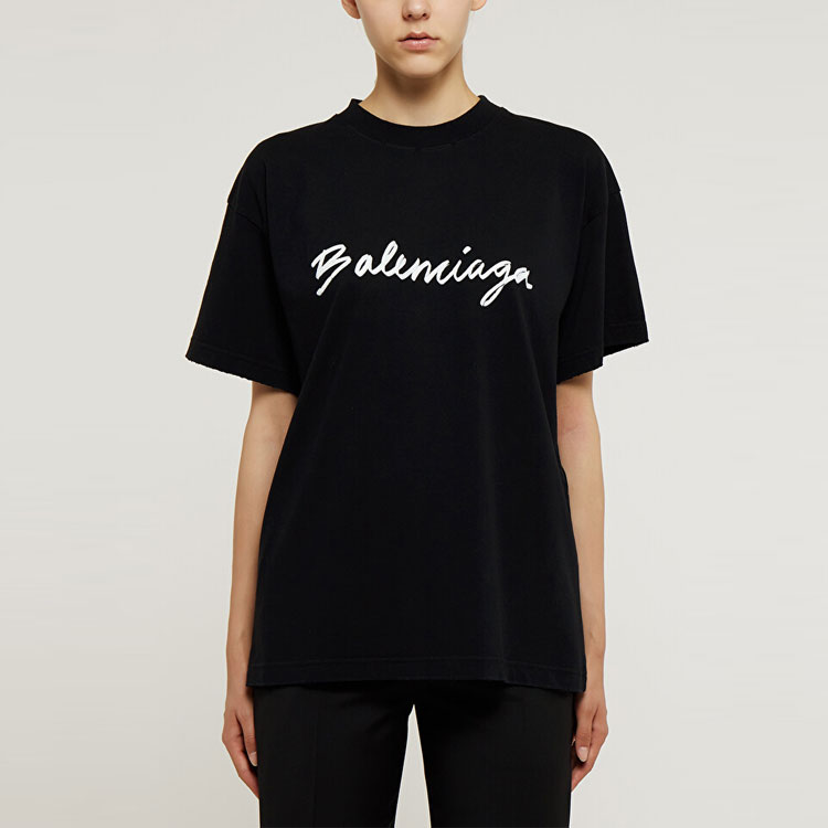 (Women) Balenciaga  Black Oversized Logo Print T-Shirt FW22 612965TMVB41070 圖 3