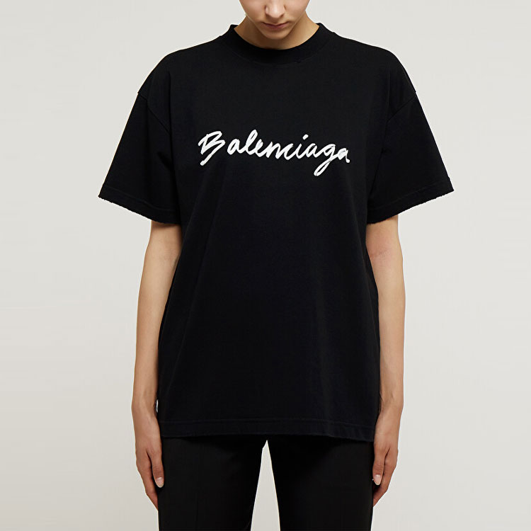 (Women) Balenciaga  Black Oversized Logo Print T-Shirt FW22 612965TMVB41070 圖 4