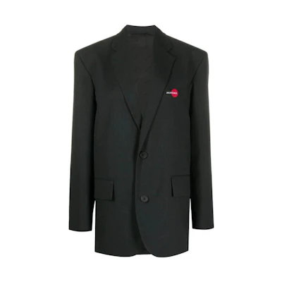 (Women) Balenciaga Black Single-Breasted Logo Blazer Jacket Classic Fit. 621998TXI171000