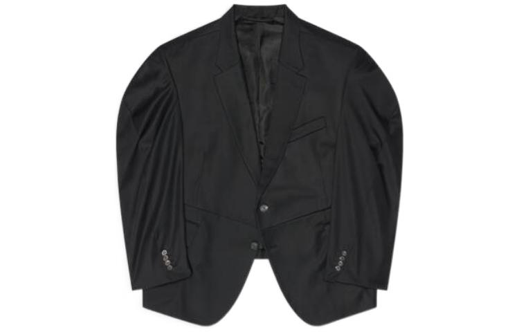 (Women) Balenciaga  Black Single-Breasted Oversized Blazer Jacket. 704469TJT351000 圖 2
