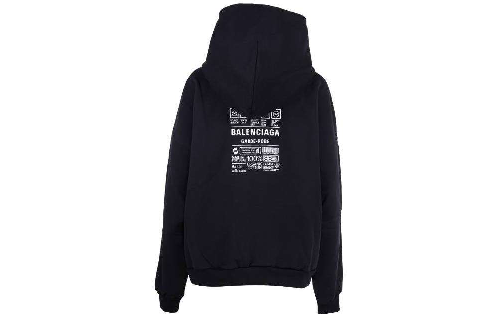 Lookbook (W) Balenciaga 黑色純色連帽套頭衛衣. 725558TNVL61070