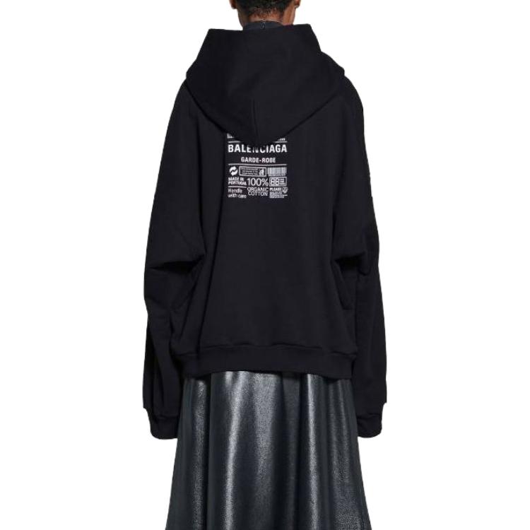 Details for (W) Balenciaga 黑色純色連帽套頭衛衣. 725558TNVL61070