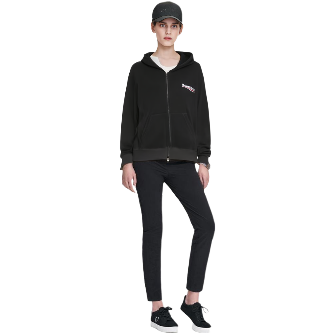 Shop (W) Balenciaga Sudadera Chaqueta Negra con Cremallera Estilo Primavera Temprana. 769022TPVJ81070