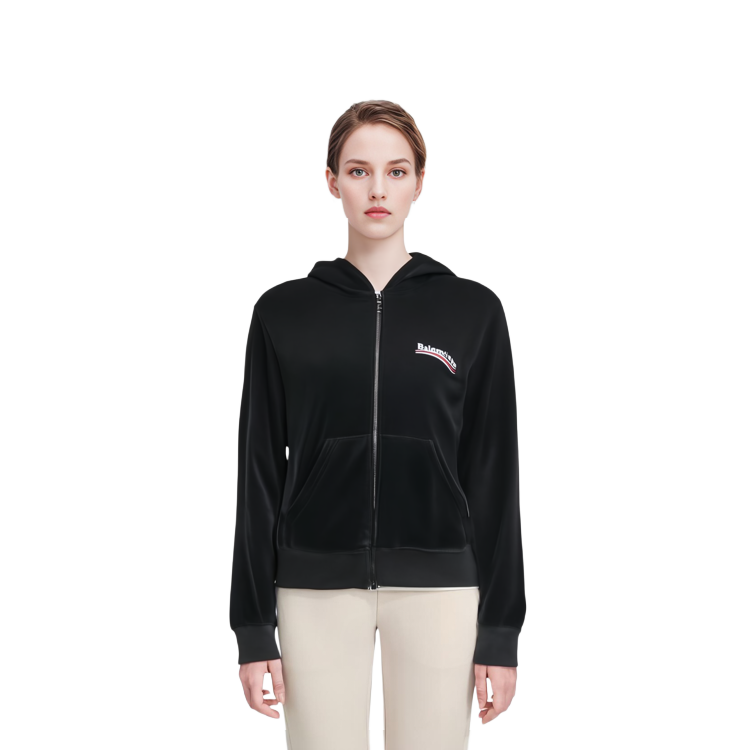 Purchase (W) Balenciaga Sudadera Chaqueta Negra con Cremallera Estilo Primavera Temprana. 769022TPVJ81070