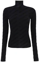 Order (W) Balenciaga Sweater Hitam Solid High-Neck Pullover Fit Reguler. 768625T52041000