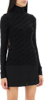 Lookbook (W) Balenciaga Sweater Hitam Solid High-Neck Pullover Fit Reguler. 768625T52041000