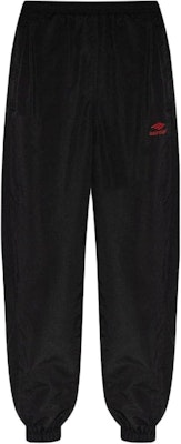 (W) 발렌시아가 블랙 솔리드 미드웨이스트 테이퍼드 조거 팬츠. 720275TKO481000 Buy (W) 발렌시아가 블랙 솔리드 미드웨이스트 테이퍼드 조거 팬츠. 720275TKO481000