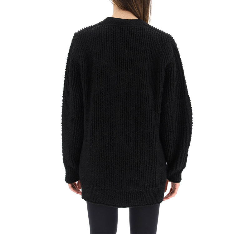 Sizing (W) 巴黎世家黑色V领纽扣针织开衫带标志刺绣 696182T16450100