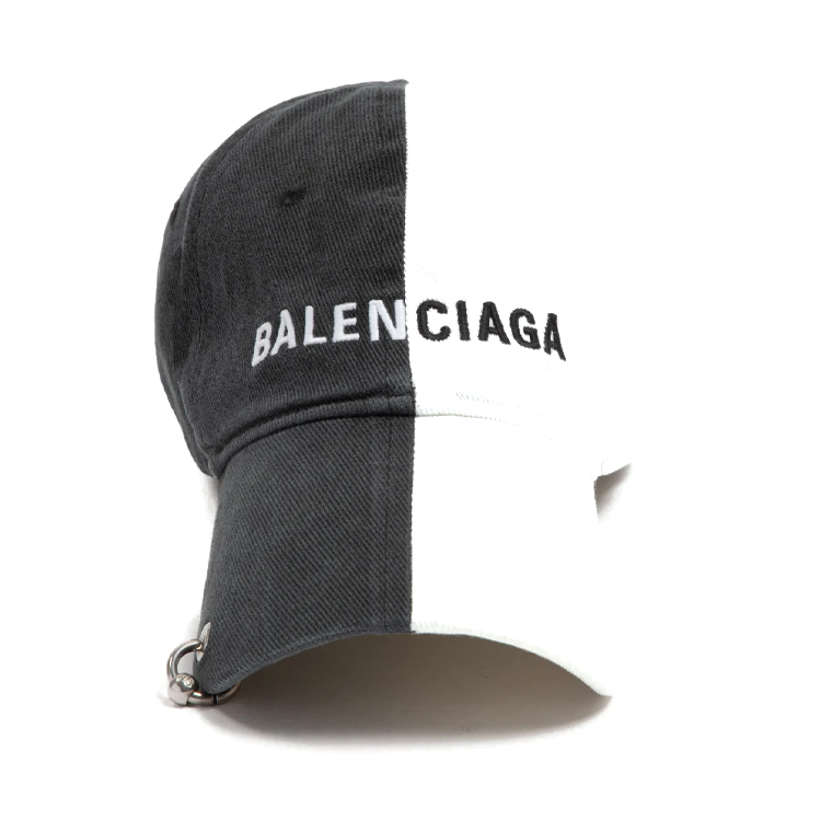 (Women) Balenciaga  Black White Two-Tone Cotton Baseball Cap 656455310B21077