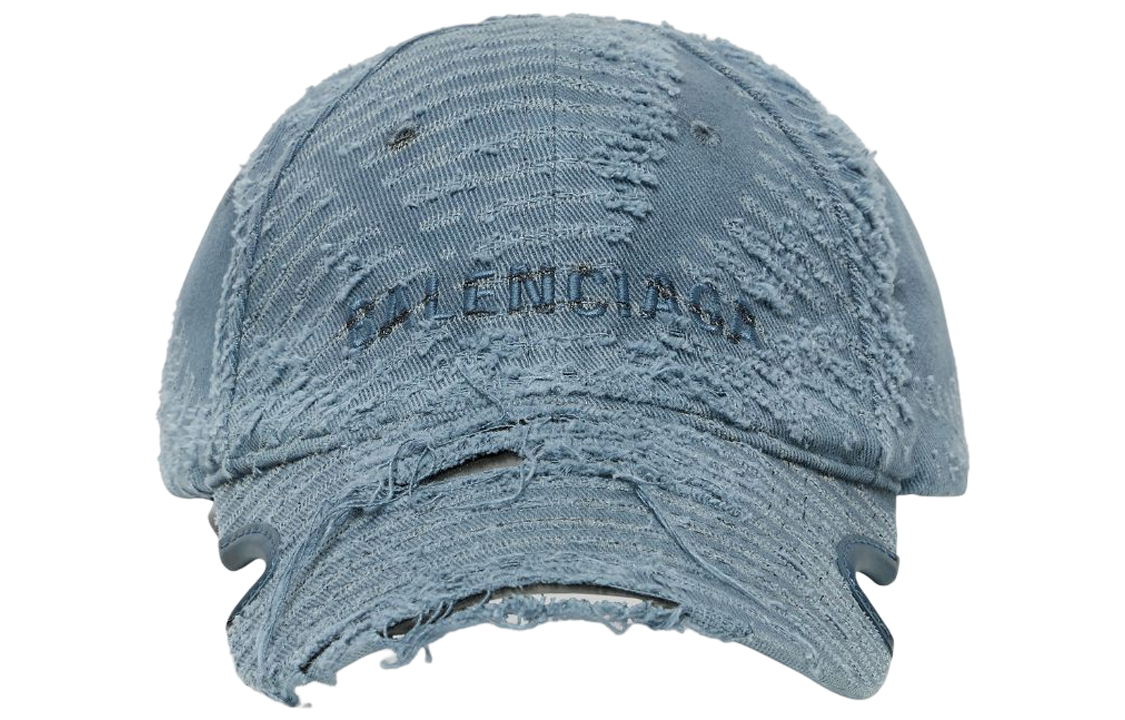 (Women) Balenciaga  Blue Cotton Twill Embroidered Logo Cap. 719281410B24090