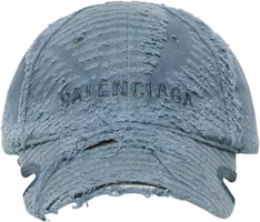 (Women) Balenciaga Blue Cotton Twill Embroidered Logo Cap. 719281410B24090 (Women) Balenciaga Blue Cotton Twill Embroidered Logo Cap. 719281410B24090