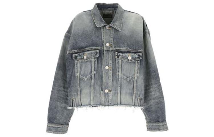 Order (W) 발렌시아가 블루 크롭 긴소매 버튼업 자켓. 704527TNW014012