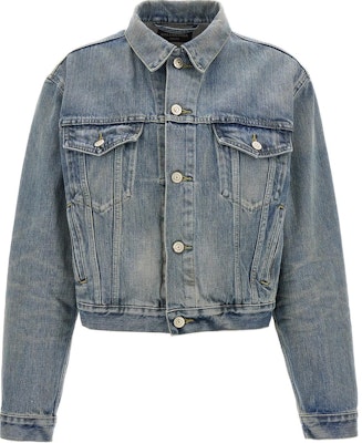 (W) Balenciaga Jaket Denim Biru Single-Breasted Cropped Lengan Panjang. 790869TQW556379 Buy (W) Balenciaga Jaket Denim Biru Single-Breasted Cropped Lengan Panjang. 790869TQW556379