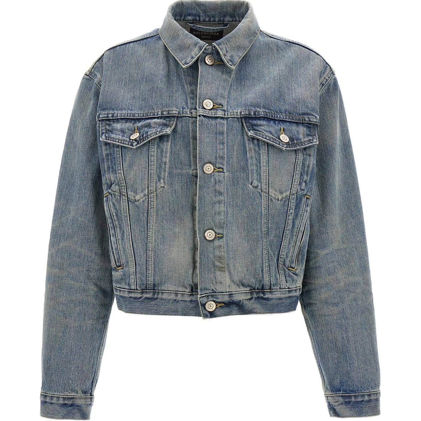 Order (W) Balenciaga Jaket Denim Biru Single-Breasted Cropped Lengan Panjang. 790869TQW556379