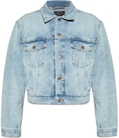 (Women) Balenciaga Blue Denim Jacket Washed Single-Breasted Long Sleeve Regular Fit 773613TRW556185 (Women) Balenciaga Blue Denim Jacket Washed Single-Breasted Long Sleeve Regular Fit 773613TRW556185