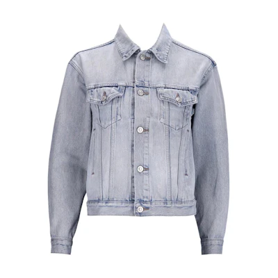 (Women) Balenciaga Blue Fitted Button-Up Long Sleeve Jacket Coat. 767998TDW144016