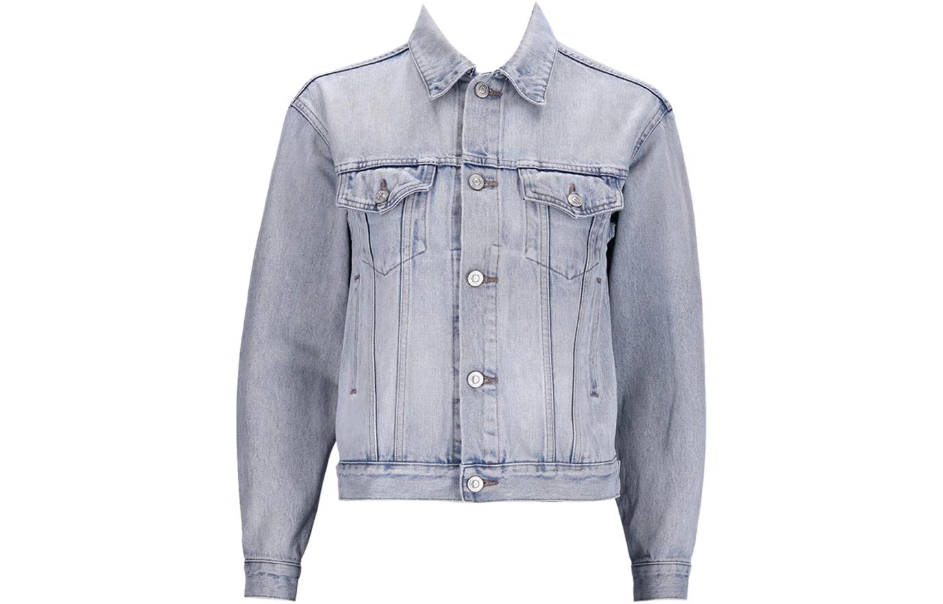 Order (W) Balenciaga Jaket Coat Biru Lengan Panjang Kancing Slim Fit. 767998TDW144016