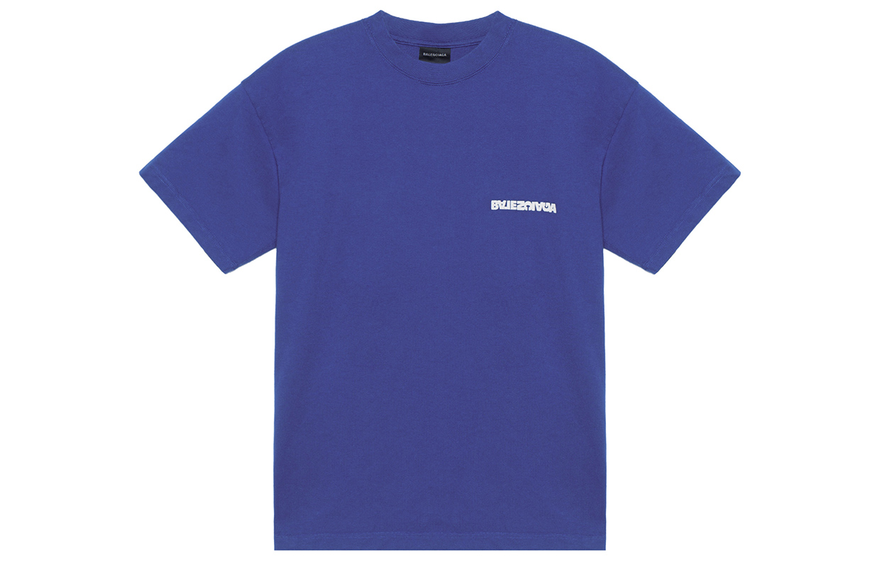 (Women) Balenciaga  Blue Oversized Logo Embroidered T-Shirt SS23. 612965TLVB34388 圖 2