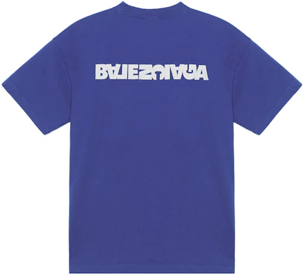 (W) Balenciaga Kaos Logo Bordir Biru Oversized SS23. 612965TLVB34388 Lookbook (W) Balenciaga Kaos Logo Bordir Biru Oversized SS23. 612965TLVB34388