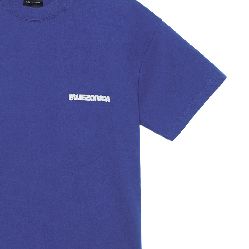 (Women) Balenciaga  Blue Oversized Logo Embroidered T-Shirt SS23. 612965TLVB34388 圖 4