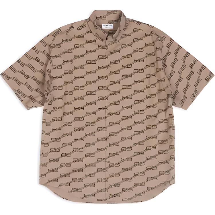(Women) Balenciaga  Brown Button-Down Short Sleeve Shirt Regular Fit 683734-TML36-9378