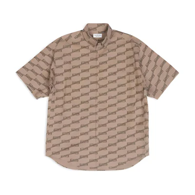 (Women) Balenciaga Brown Button-Down Short Sleeve Shirt Regular Fit 683734-TML36-9378