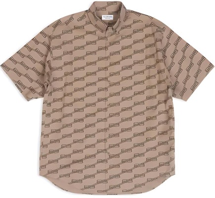 (Women) Balenciaga Brown Button-Down Short Sleeve Shirt Regular Fit 683734-TML36-9378 Order (Women) Balenciaga Brown Button-Down Short Sleeve Shirt Regular Fit 683734-TML36-9378