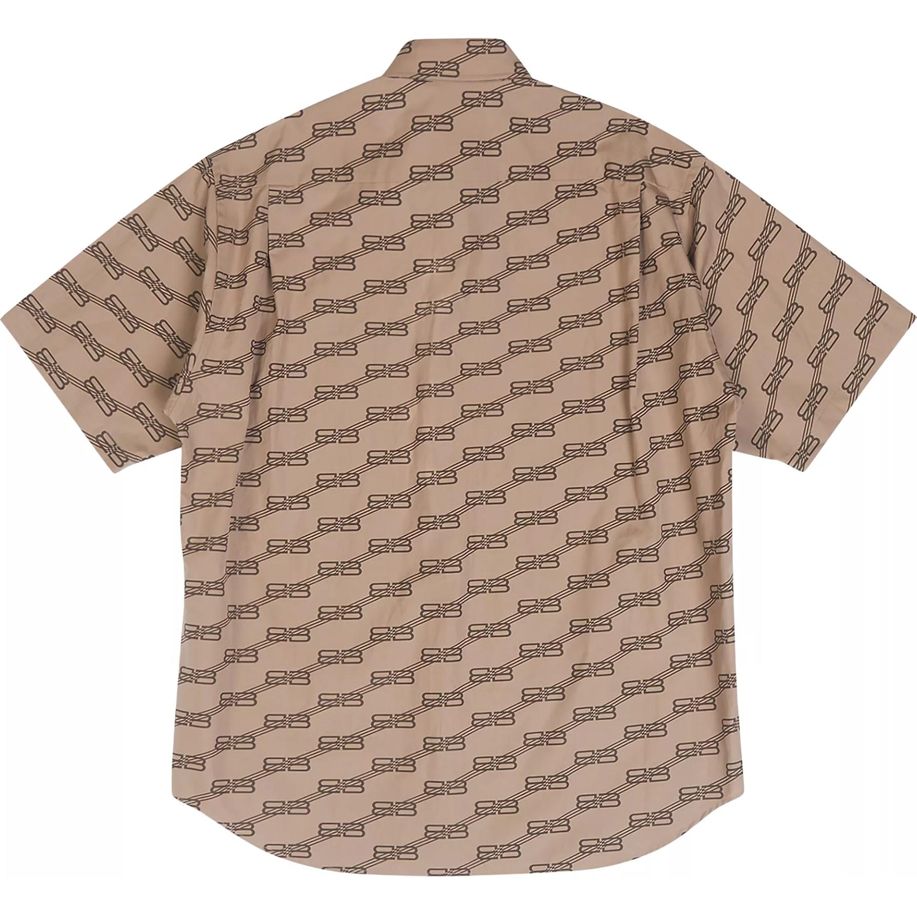 Lookbook (Women) Balenciaga  Brown Button-Down Short Sleeve Shirt Regular Fit 683734-TML36-9378