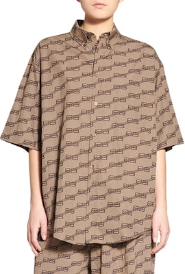 (Women) Balenciaga Brown Button-Down Short Sleeve Shirt Regular Fit 683734-TML36-9378 Shop (Women) Balenciaga Brown Button-Down Short Sleeve Shirt Regular Fit 683734-TML36-9378