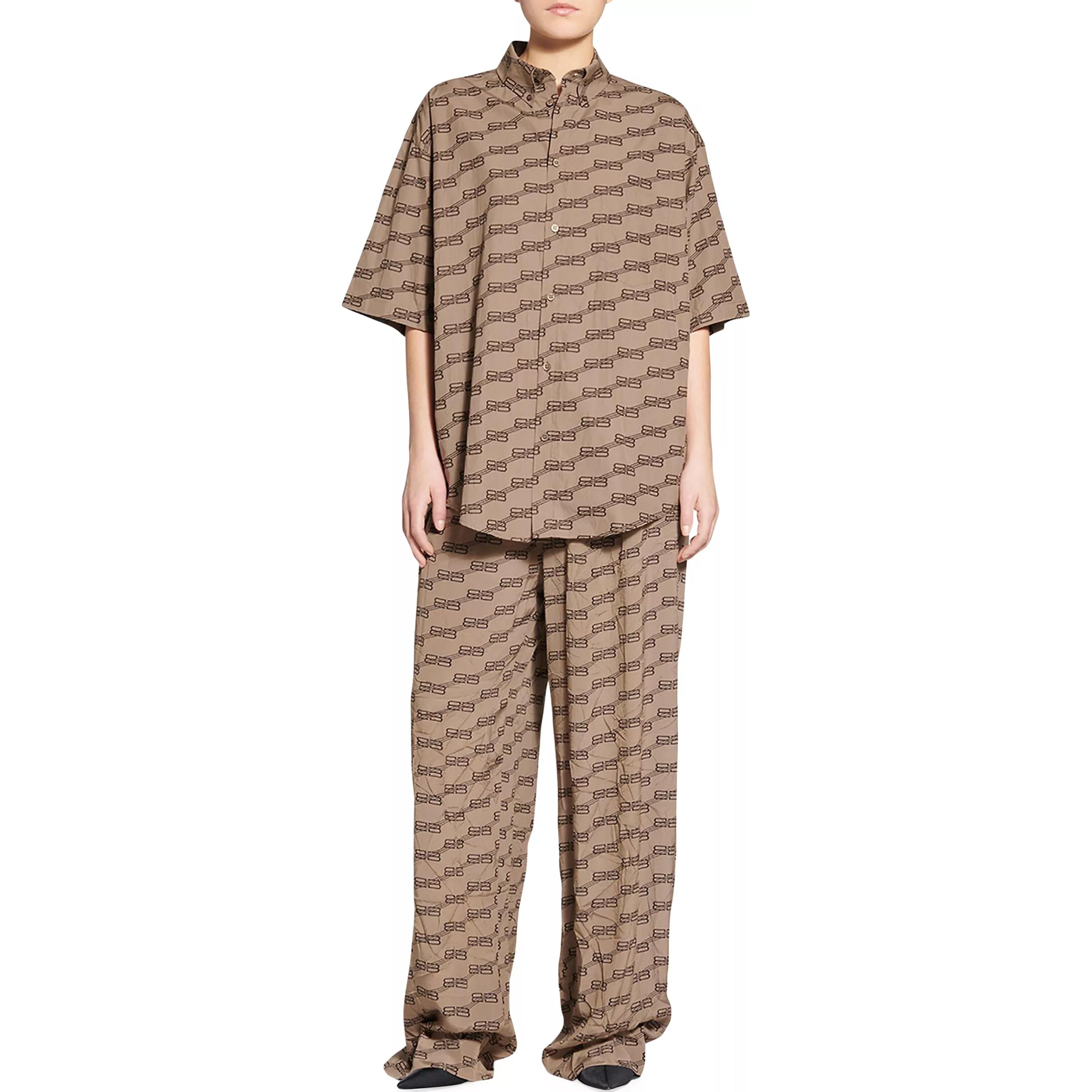 Details for (Women) Balenciaga  Brown Button-Down Short Sleeve Shirt Regular Fit 683734-TML36-9378