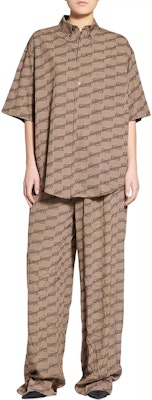 (Women) Balenciaga Brown Button-Down Short Sleeve Shirt Regular Fit 683734-TML36-9378 Details for (Women) Balenciaga Brown Button-Down Short Sleeve Shirt Regular Fit 683734-TML36-9378