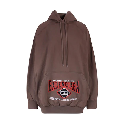(Women) Balenciaga Brown Hoodie SS22 with Solid Color Logo Print and Drawstring. 697879TMVB10708