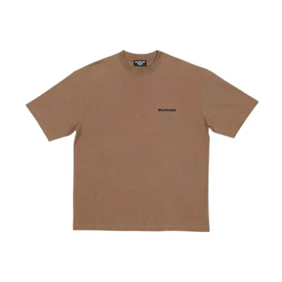 (Women) Balenciaga Brown Plain Logo Crewneck T-Shirt SS22. 612965TMVF47761