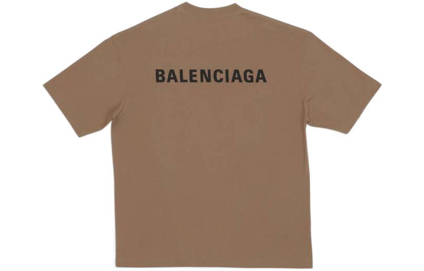 Lookbook (W) 발렌시아가 브라운 로고 크루넥 반팔 티셔츠 SS22. 612965TMVF47761