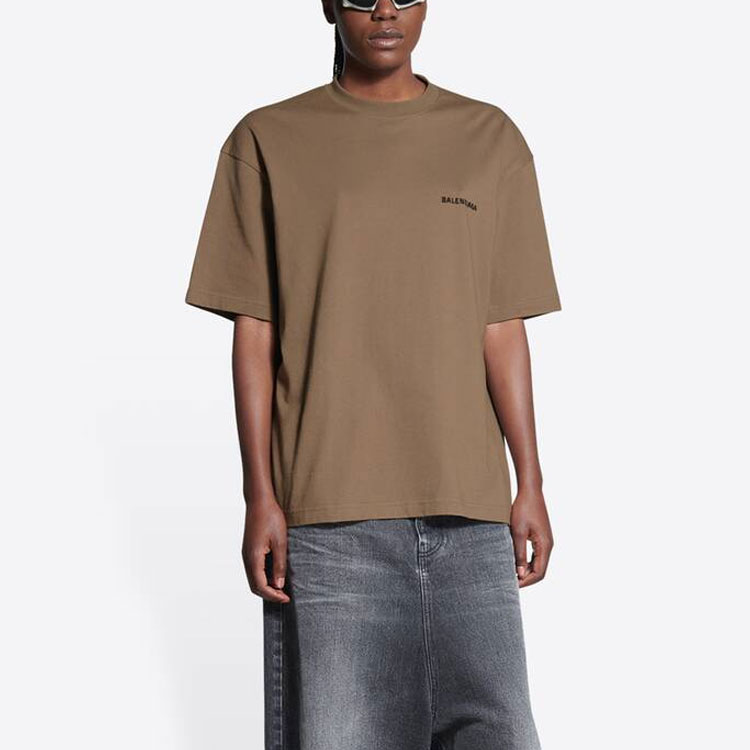 Details for (W) 발렌시아가 브라운 로고 크루넥 반팔 티셔츠 SS22. 612965TMVF47761