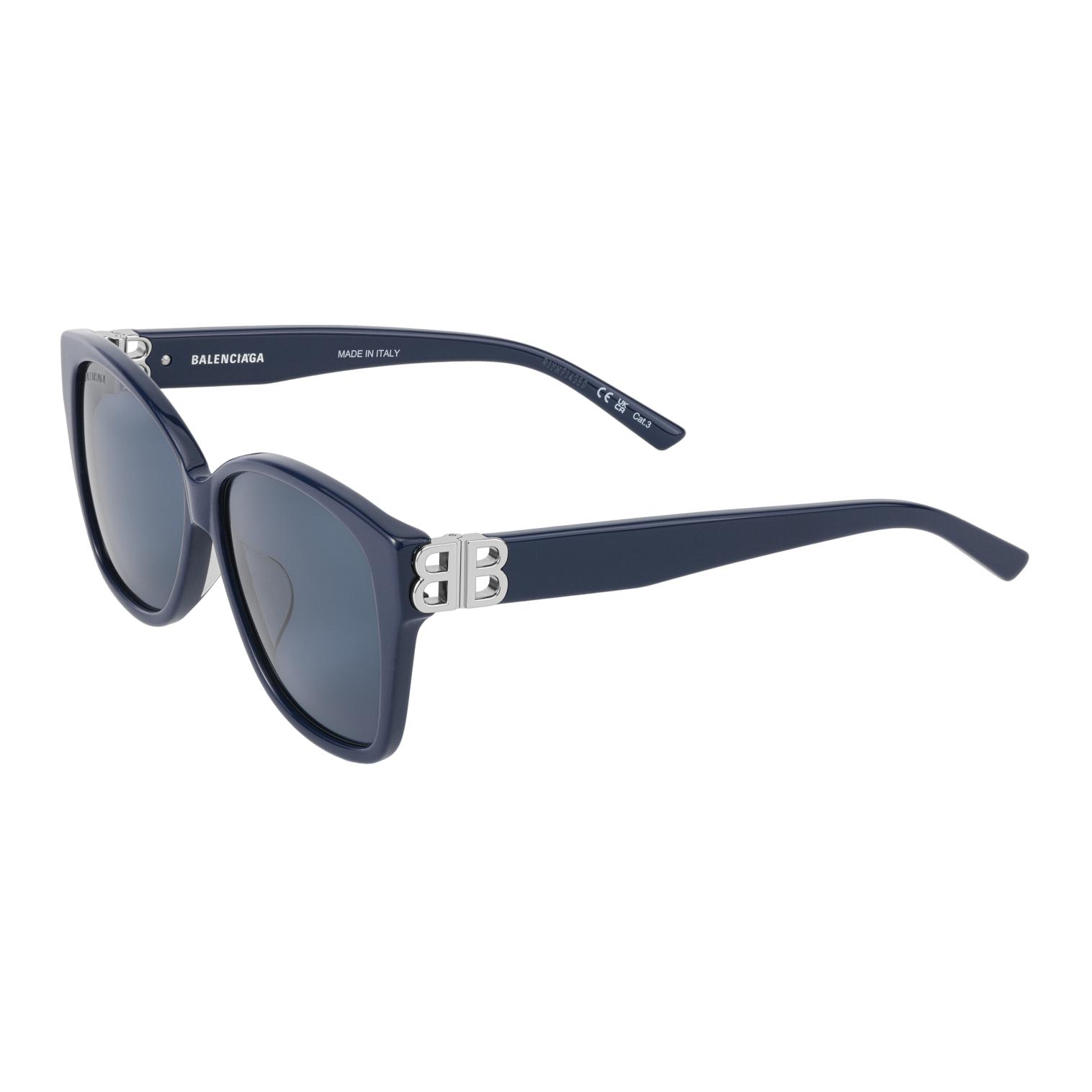 (Women) Balenciaga  Deep Blue Square Sunglasses with Side Cutout Details BB0135SA004