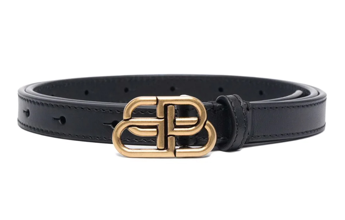 (Women) Balenciaga  Double B Belt Black 1.5cm Wide 6735131CH041000