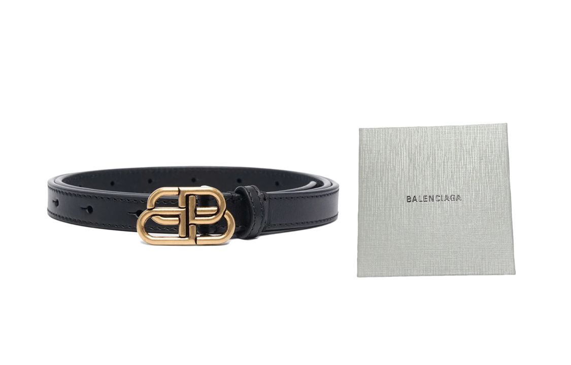 Purchase (Women) Balenciaga  Double B Belt Black 1.5cm Wide 6735131CH041000
